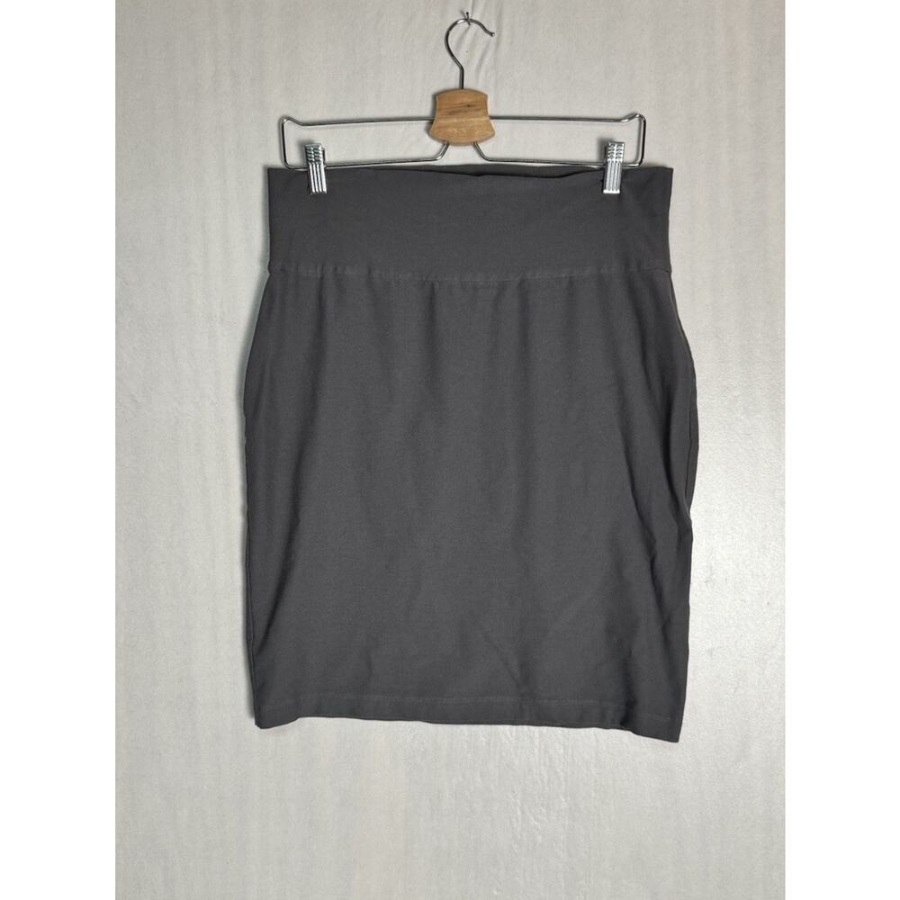 Eileen Fisher Gray Pencil Skirt Stretch Crepe Elastic Waist Quiet Luxury Size M